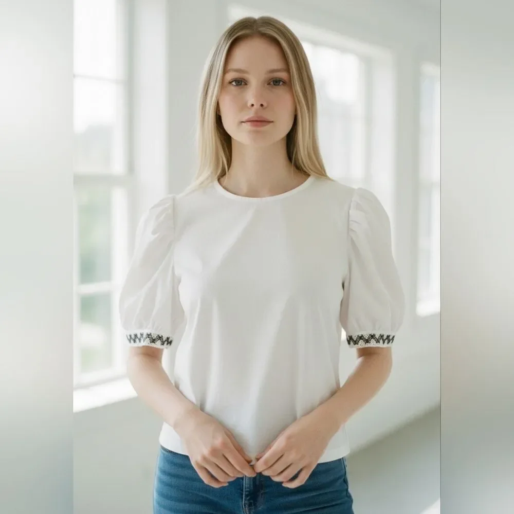 Zara White Puff Sleeve Blouse